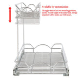2-Tier Under Sink Pull-Out Organizer – Chrome Sliding Cabinet Shelf for Kitchen & Bathroom Storage