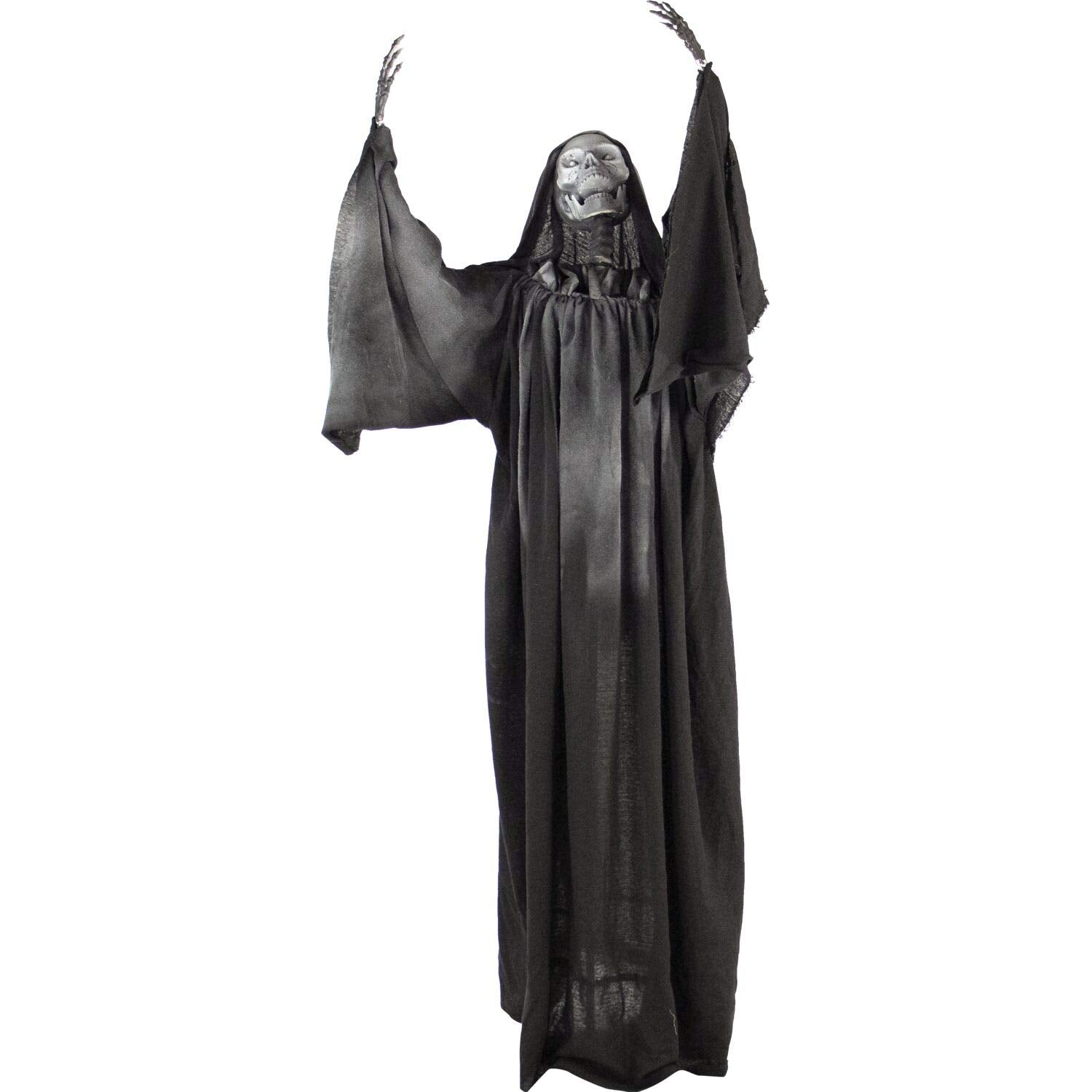 Haunted Hill Farm 63-in. Talking Reaper Halloween Animatronic, Indoor or Outdoor Halloween Decoration with Flashing White Eyes, Poseable and Battery Operated Fright Props for Home or Haunted House