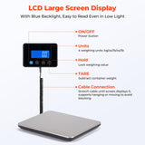 MUNBYN 440lbs Digital Postal Shipping Scale with Hold Function & USB-C Power – High Precision Package Weight Scale Silver