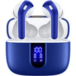 TAGRY X08 Wireless Bluetooth Earbuds Ocean Blue with LED Power Display, Wireless Charging Case & 60H Playback – Waterproof Stereo Headphones