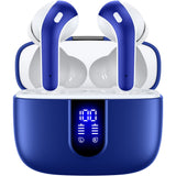 TAGRY X08 Wireless Bluetooth Earbuds Ocean Blue with LED Power Display, Wireless Charging Case & 60H Playback – Waterproof Stereo Headphones