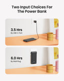 10000mAh Portable Power Bank with Foldable Wall Plug & Built-in Charging Cables