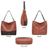 Montana West Hobo Bag for Women – Large Vegan Leather Shoulder Satchel with Contrast Design (Brown)