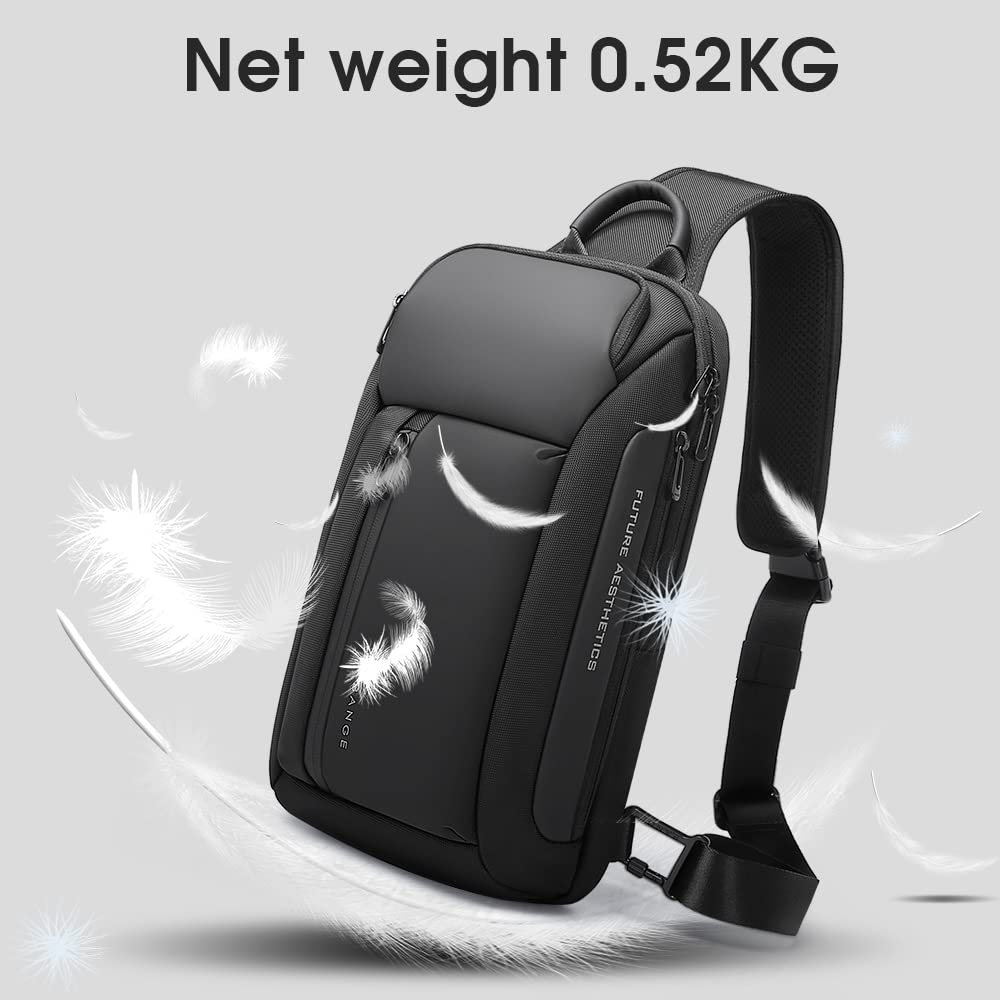 BANGE Waterproof Sling Bag for Men – Lightweight Crossbody Shoulder Backpack with Multi-Pocket Storage (Black)