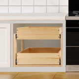 Mulush 2-Tier Pull-Out Wooden Cabinet Organizer with Soft-Close Slides – Heavy-Duty Storage Solution