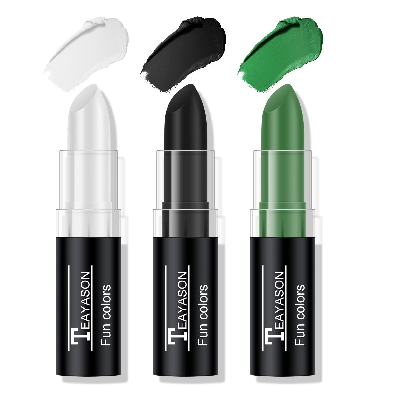 White Black Green Face Paint Stick Set – Waterproof Cream Makeup for Sports, Halloween & Cosplay