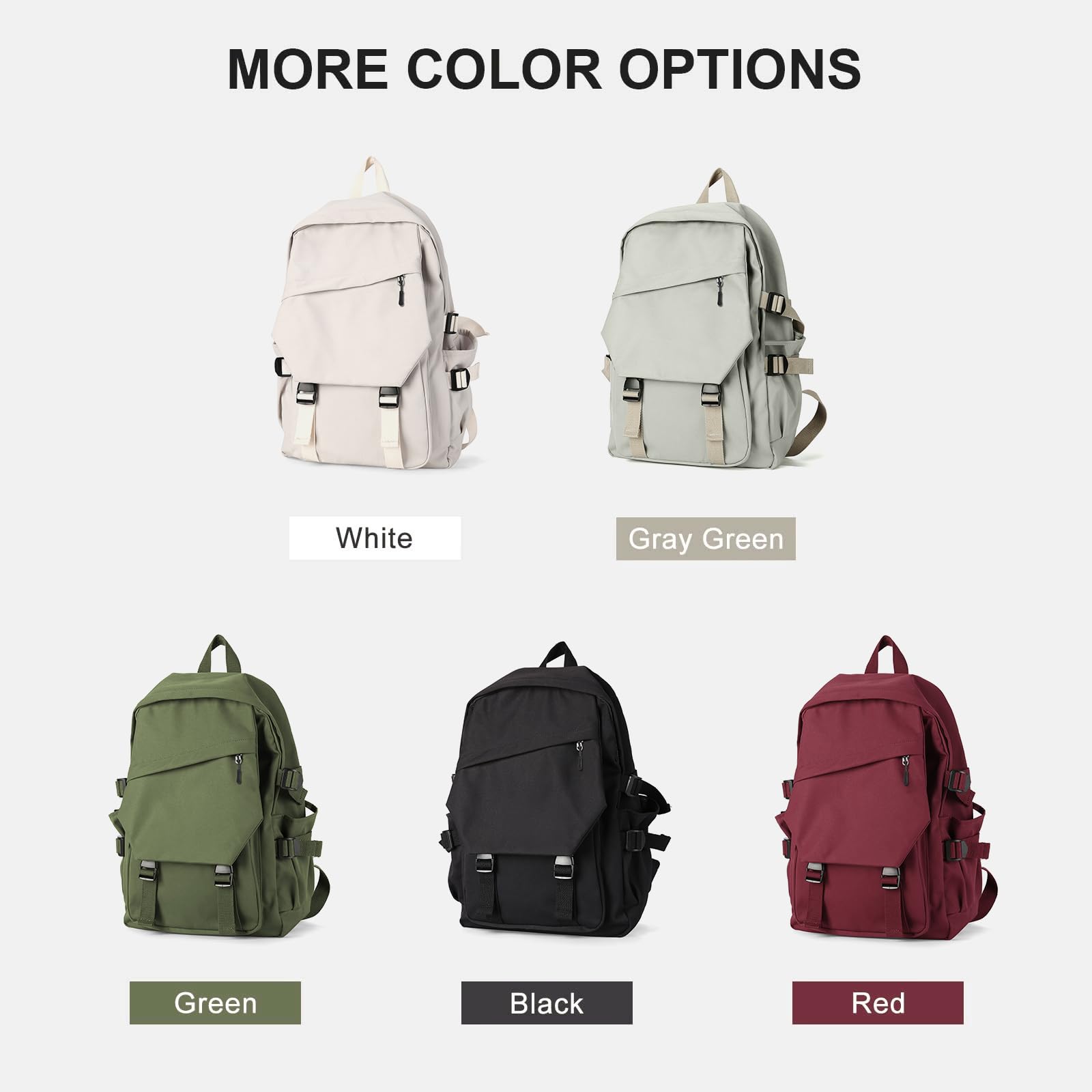 COOWOZ Lightweight College Laptop Backpack for Men & Women – Water-Resistant School & Travel Daypack (Grey Green)