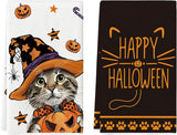 Artoid Mode Halloween Dish Towels – Set of 2 Black Kitchen Tea Towels (18x26") – Soft, Absorbent & Stylish Seasonal Décor