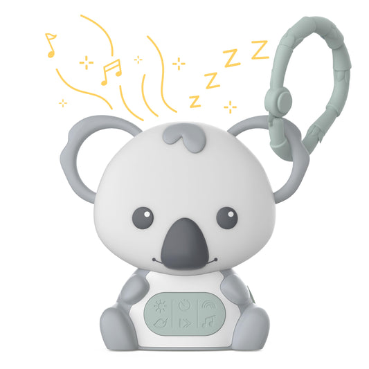 Koala Portable Baby Sound Machine with Night Light – 12 Soothing Sounds, Rechargeable Sleep Soother for Strollers & Nursery