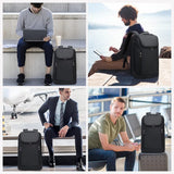 BANGE Waterproof Smart Laptop Backpack – 180° Open Business Travel Backpack with USB Charging Port for 15.6” Laptops (Black)