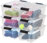 IRIS USA 13 Qt Clear Plastic Storage Box with Latches & Pull Handle – Stackable BPA-Free Organizer (6-Pack)