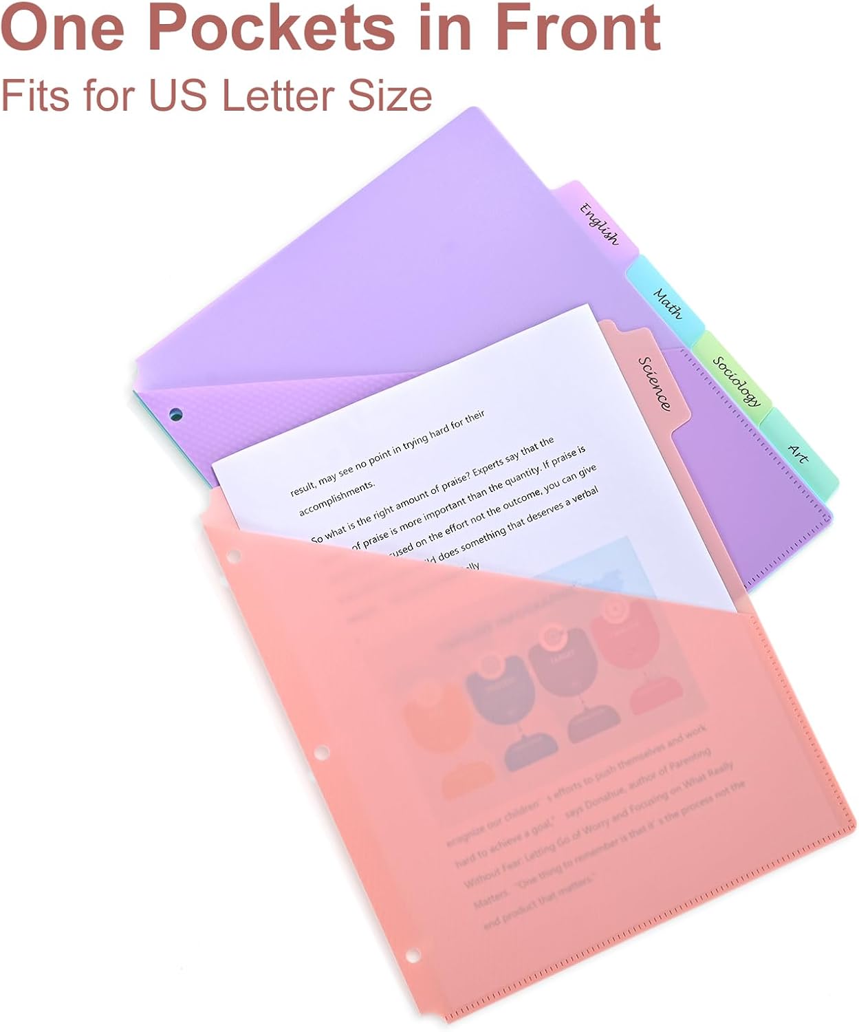 5-Piece Pastel Pocket Binder Divider Set