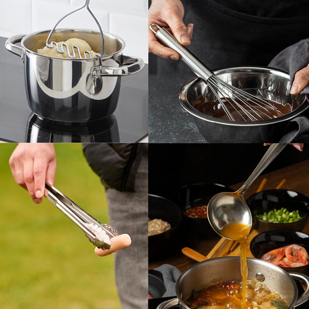 10-Piece Stainless Steel Kitchen Tool Set – Heavy Duty, Dishwasher Safe & Durable