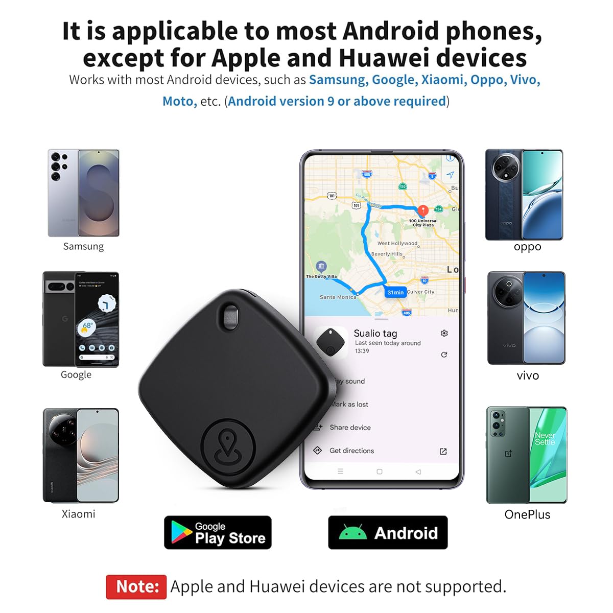 Android Find Hub Bluetooth Tracker Tag 4 Pack, Google Certified Item Finder with Global Tracking and Replaceable Battery