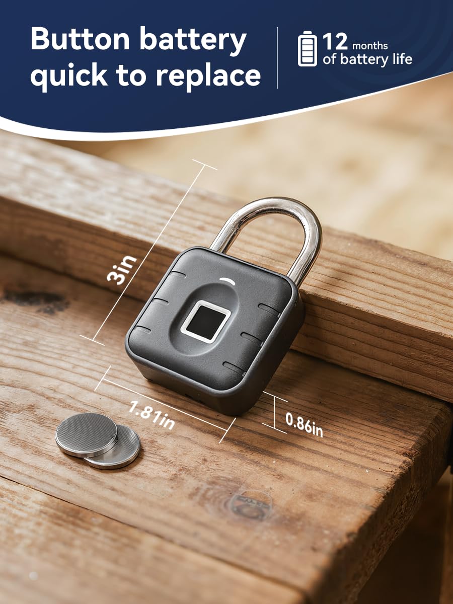 TUYA Bluetooth Fingerprint Smart Padlock with App Control, IP67 Waterproof Biometric Lock for Gym, Travel & Outdoor Security