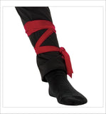 Kids Stealth Ninja Costume – Black Hooded Jumpsuit with Red Trim & Foam Armor Pads (Size Small 6–8)