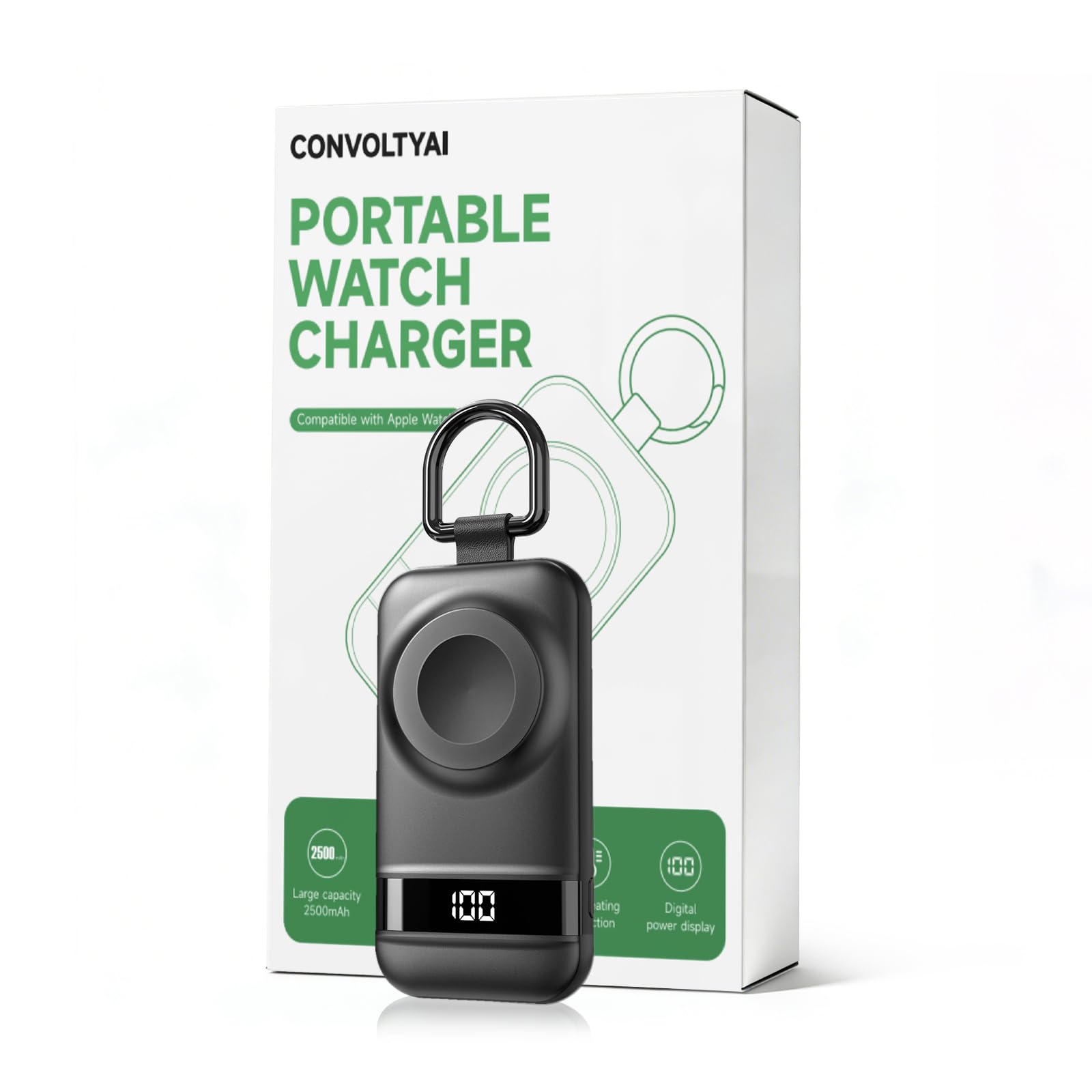 Portable Apple Watch Charger 2500mAh – Magnetic Keychain Power Bank for iWatch