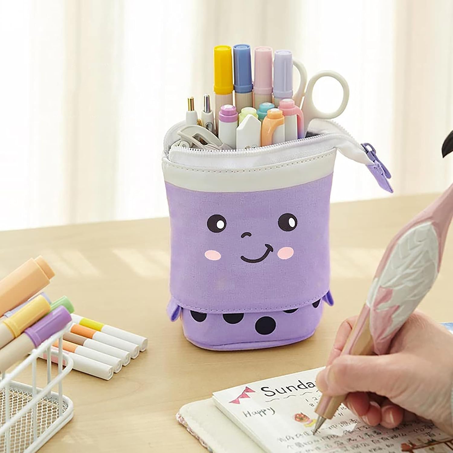 3-Pack Pop-Up Canvas Pencil Cases and Pen Holders