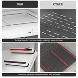 AMZAGE Adjustable Pull-Out Cabinet Organizer with Raised Base – No-Drill Slide-Out Drawer for Framed Cabinets (White)