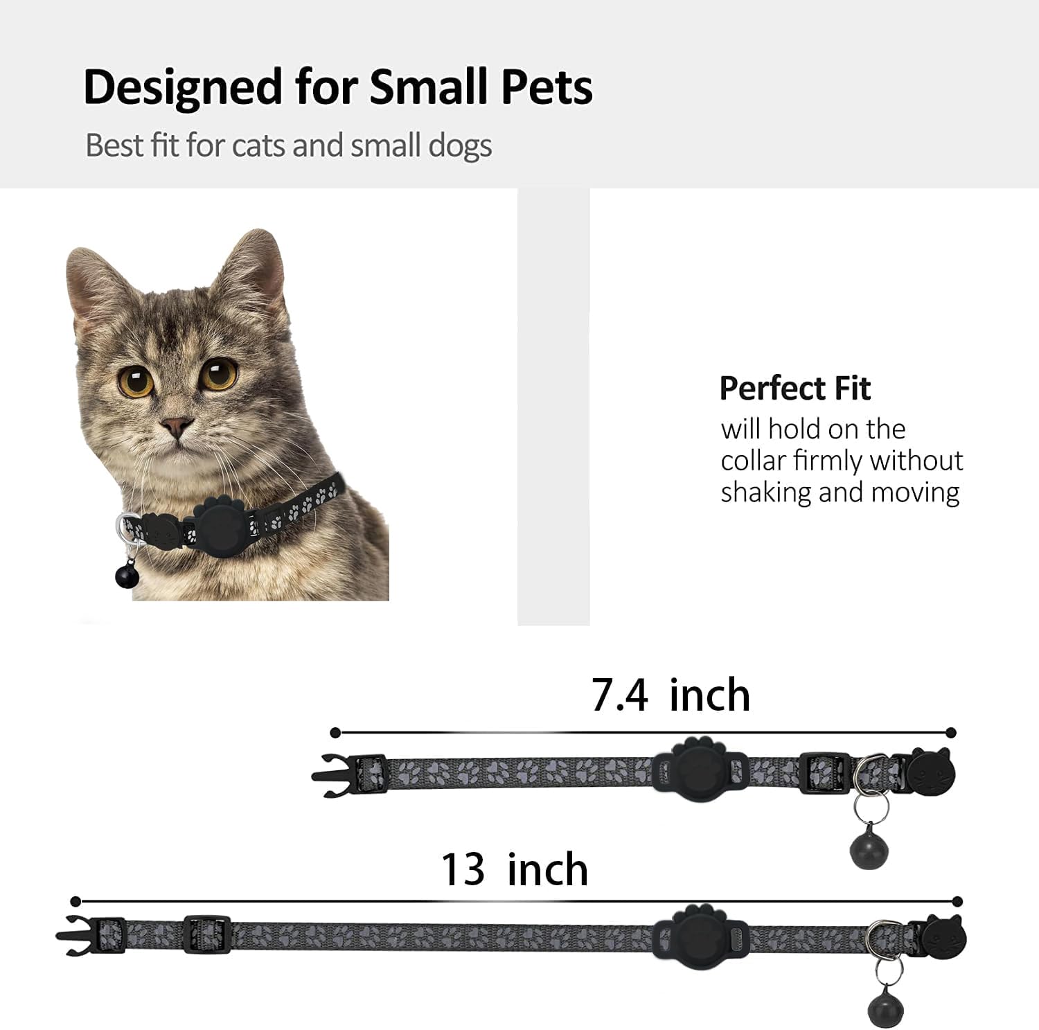 GPS Cat Tracker Collar Apple Find My Compatible Waterproof Adjustable Pet Locator No Subscription Required