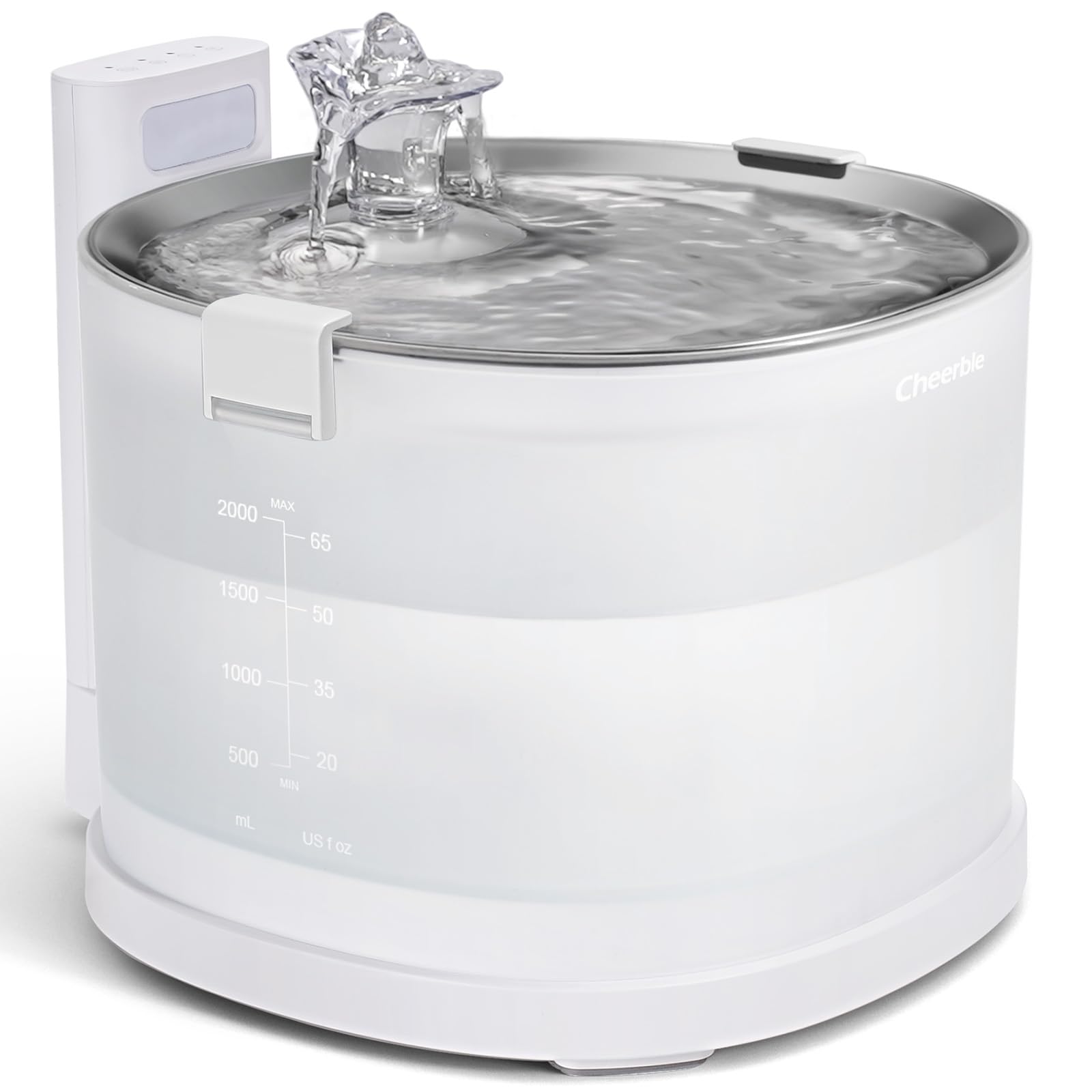 Cheerble Elfin E1+ Pumpless Stainless Steel Cat Water Fountain – MagDrive Technology & Dual Mode (White)