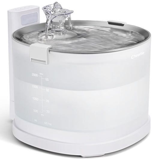 Cheerble Elfin E1+ Pumpless Stainless Steel Cat Water Fountain – MagDrive Technology & Dual Mode (White)