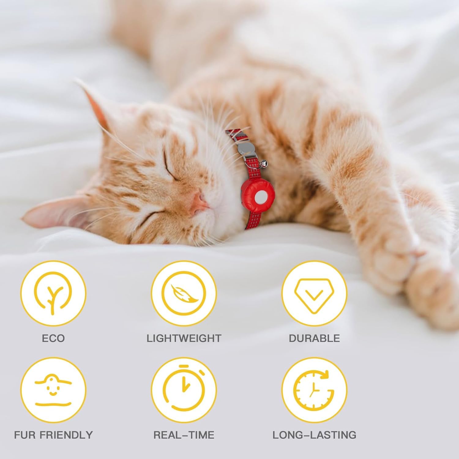 Smart GPS Cat Tracker Collar with Apple Find My Lightweight Adjustable Pet Locator No Monthly Fee