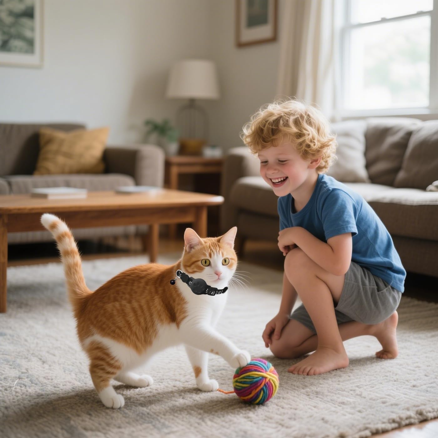 Android Find My Device Cat GPS Tracker, Waterproof Smart Collar Locator, No Subscription, Lightweight Pet Tracking Tag