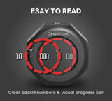 CREAVIVA Space Grey Flip Cube Pomodoro Timer with Visual Progress Bar, Silent Modes & USB-C Rechargeable Power