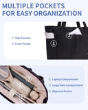 Wandering Nature Puffer Tote Bag with 40oz Tumbler Holder – Lightweight Laptop Tote with Trolley Sleeve (Black)