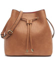 Calvin Klein Gabrianna Bucket Shoulder Bag – Vegan Leather Convertible Crossbody Purse (Caramel)