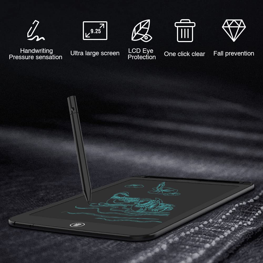 TIQUS 9.25” LCD Writing Tablet 2-Pack with Lock Screen & Stylus – Reusable Digital Drawing & Note Board (Black)