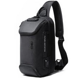 BANGE Anti-Theft Sling Backpack with Lock – Waterproof Crossbody Shoulder Bag with USB Charging Port (Black)