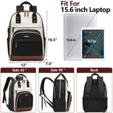 Women’s Laptop Backpack with USB Charging Port – Stylish Business & Travel Backpack for 15.6″ Laptops (Black Beige)