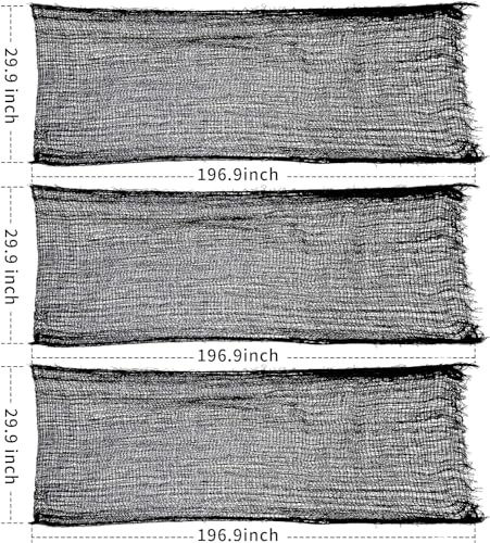 3-Pack Black Creepy Cloth Halloween Decoration Set – 16.4 Yards Spooky Fabric for Indoor & Outdoor Décor