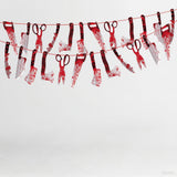 Halloween Bloody Banner – 12 Piece Red & White Hanging Garland for Indoor & Outdoor Party Decorations (39.4ft Total Length)
