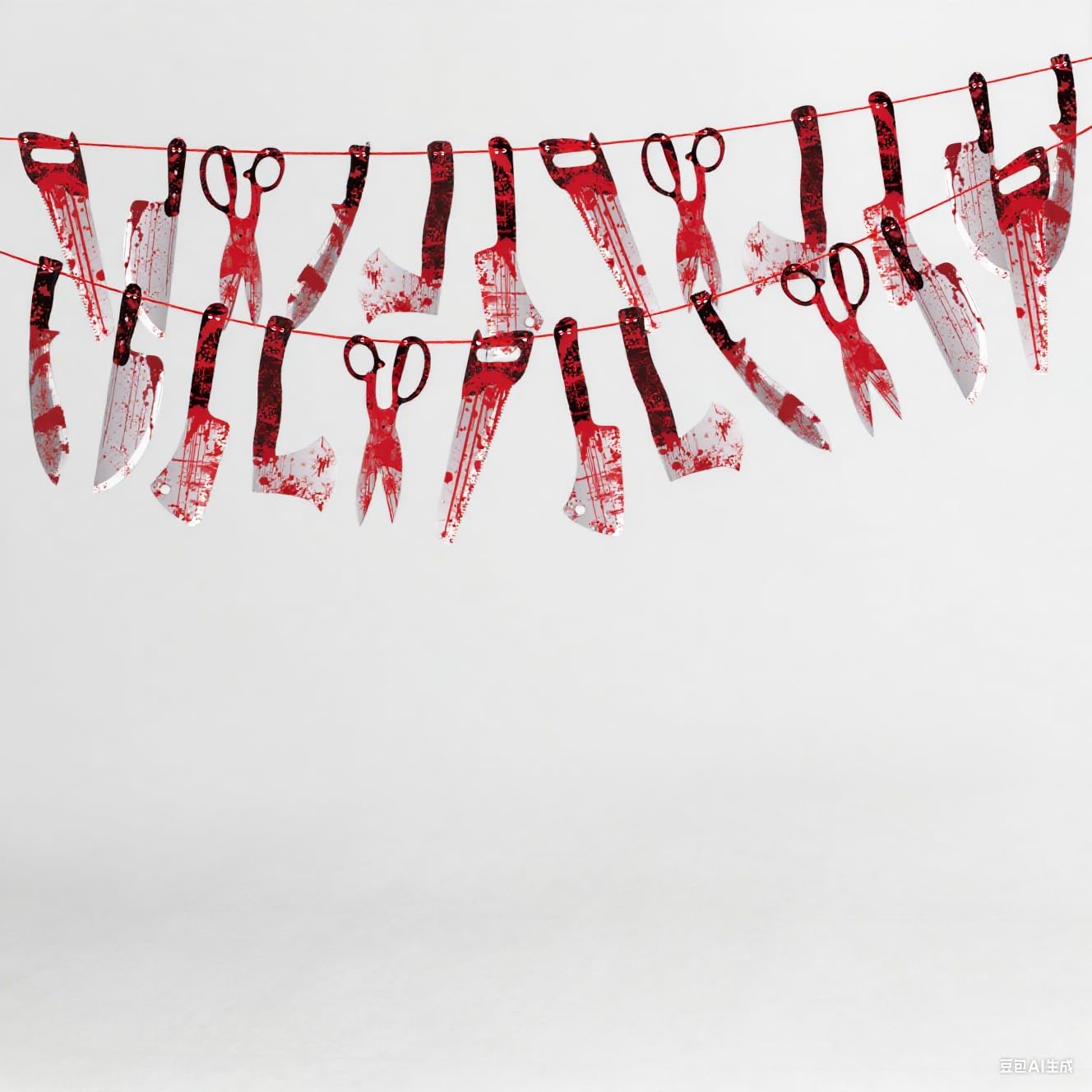 Halloween Bloody Banner – 12 Piece Red & White Hanging Garland for Indoor & Outdoor Party Decorations (39.4ft Total Length)