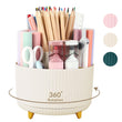 SkyDue 360° Rotating Desk Pen Organizer with 5 Compartments Space Saving Pencil Holder & Multi Purpose Desktop Storage