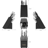 14-Piece Stainless Steel Kitchen Knife Set with Block & Sharpening Rod