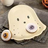 Beige Ghost Halloween Paper Plates – 24 Pcs 8.5" Cute Neutral Disposable Plates for Parties, Baby Showers & Summerween