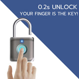 Portable Fingerprint Padlock USB Rechargeable Biometric Lock for Gym Locker, Luggage, Bike & Storage Security