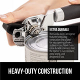 Heavy-Duty Stainless Steel Can Opener with Soft Grip & Bottle Opener