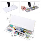 TSJ Office Glass Desktop Whiteboard Keyboard Stand with Hidden Drawer Storage & Accessory Tray for Organized Workspace