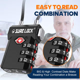 TSA Approved Cable Luggage Locks 2 Pack with Inspection Alert Indicator, 3 Digit Combination Travel Locks for Suitcases & Backpacks
