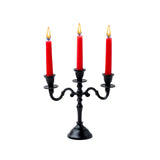 Mini Black Matte Metal Candelabra – 3-Arm Baby Candle Holder for Halloween, Weddings & Home Decor (8” Tall)