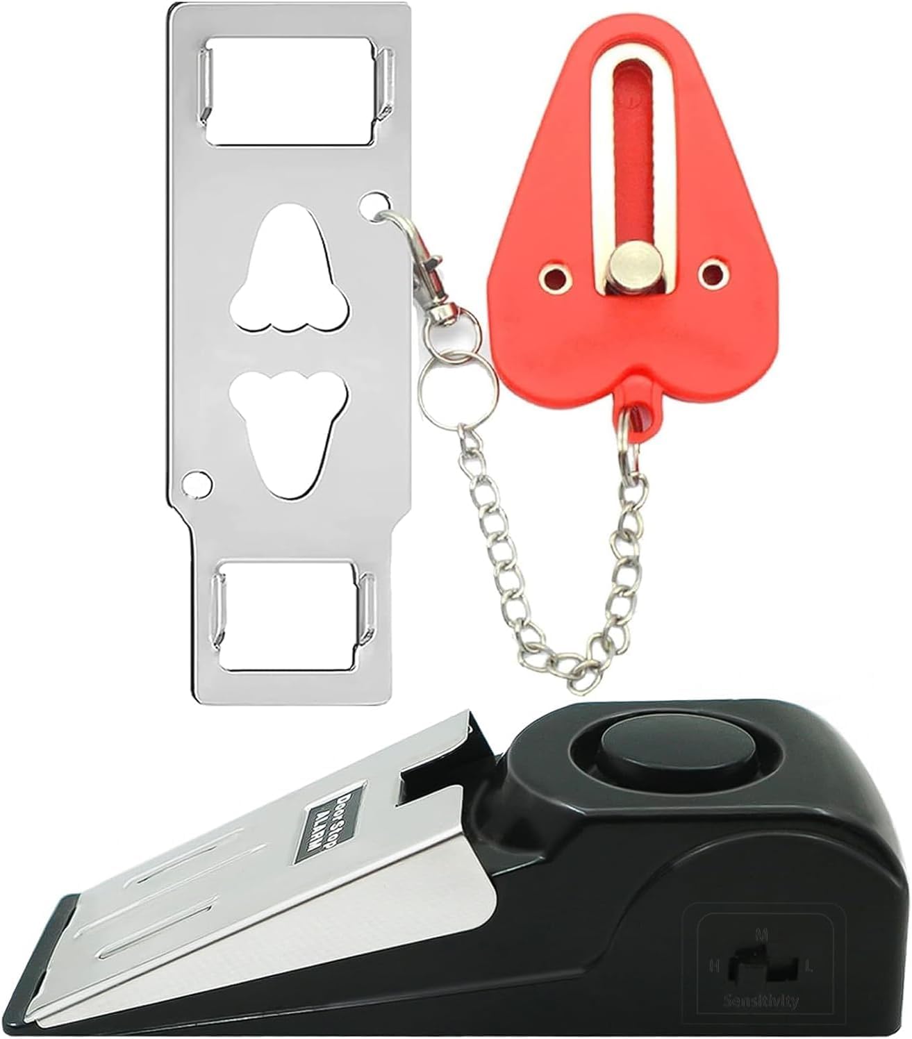 Portable Door Lock & Door Stop Alarm Security Kit – Travel Safety Lock with 120dB Alarm for Hotels, Apartments & Dorm Rooms (Red)