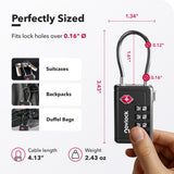 TSA 008 Approved 4-Digit Combination Luggage Lock with Inspection Indicator, Heavy Duty Cable Travel Lock for Suitcases & Backpacks