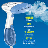 Conair ExtremeSteam White & Blue Dual Heat Handheld Garment Steamer 1200W Professional Fabric Steam System