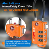 TSA-Approved Cable Luggage Locks (4-Pack) – Resettable 3-Digit Combination, Heavy-Duty Alloy Body (Orange)