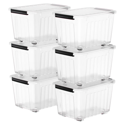 Large Clear Storage Bin with Lid – 72QT / 68L Stackable & Nestable Storage Box
